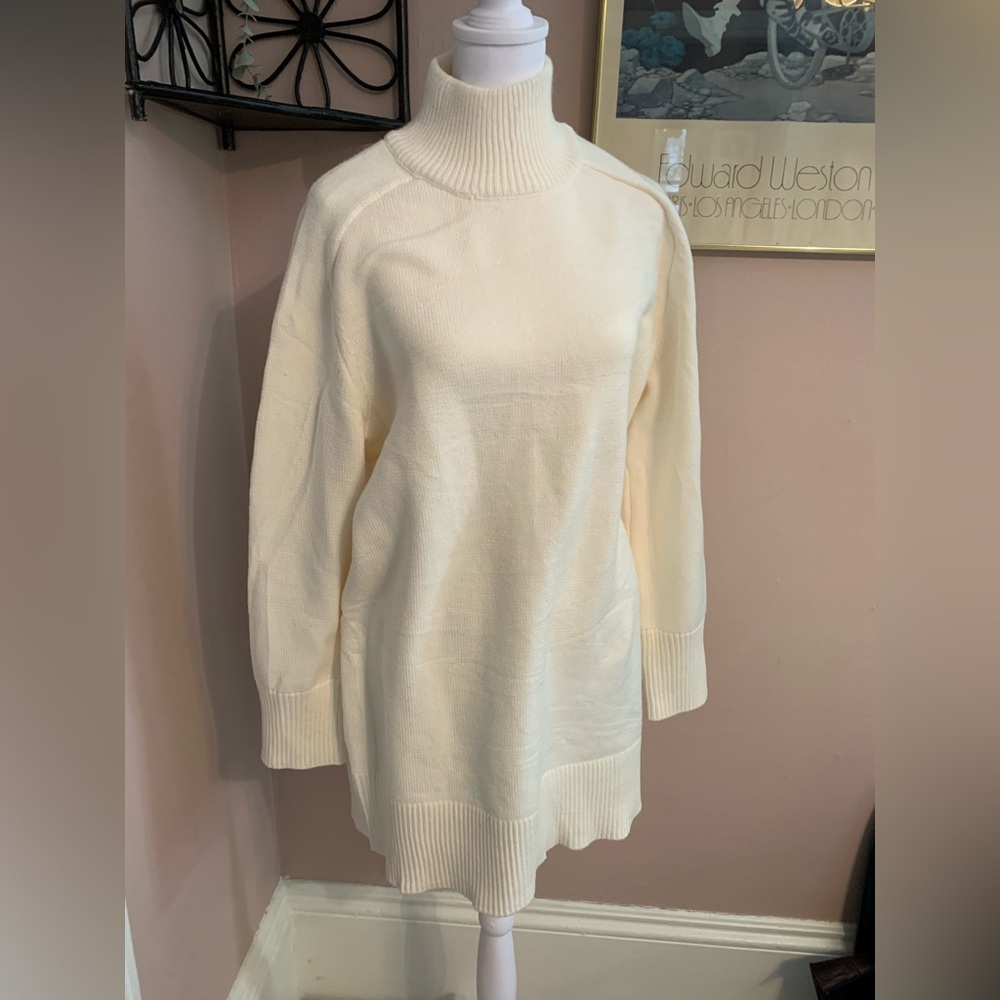 Zara Cream Sweater Dress Cabincore Scandi Girl Medium Chunky knit Cozy